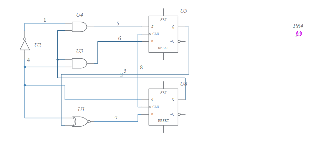 synchronous sequential circuit using JK Flip-Flop - Multisim Live