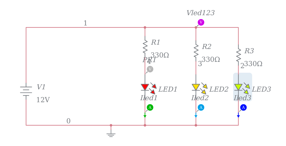 led circuit Multisim Live