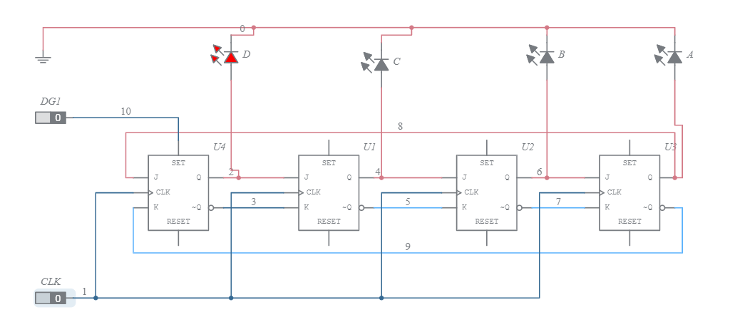 4 Bit Ring Counter Circuit Diagram